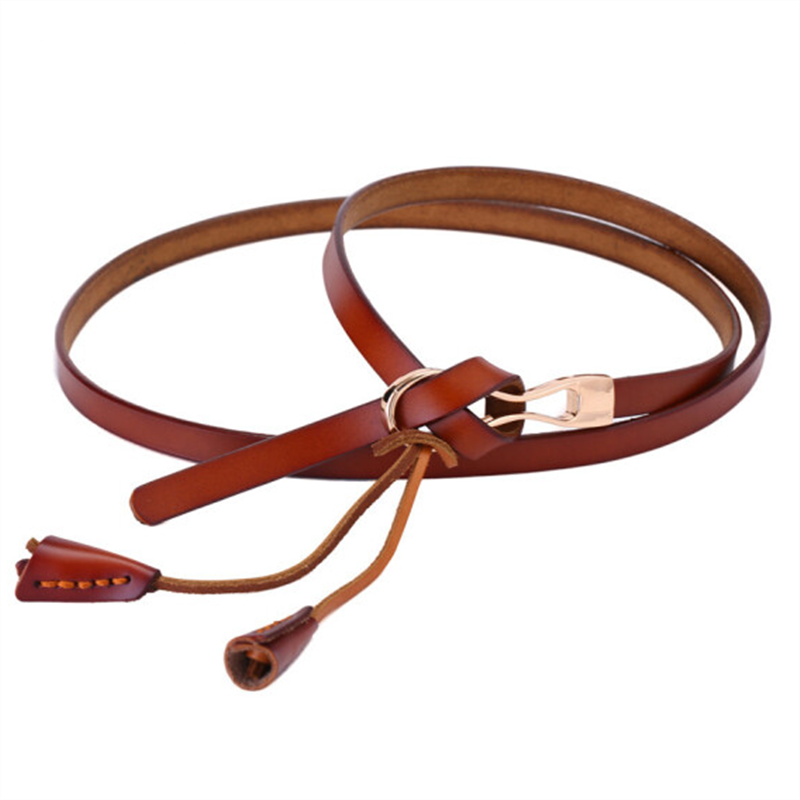 Ceinture Femme Manteau Petit Cuir Véritable All-match Le Nouveau Doux Rouge