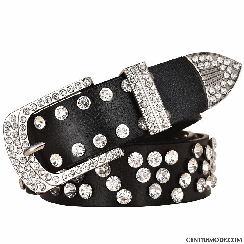 Ceinture Femme Mode Décoration Diamant All-match Modèles Féminins Pierres De Strass Blanc Jaune