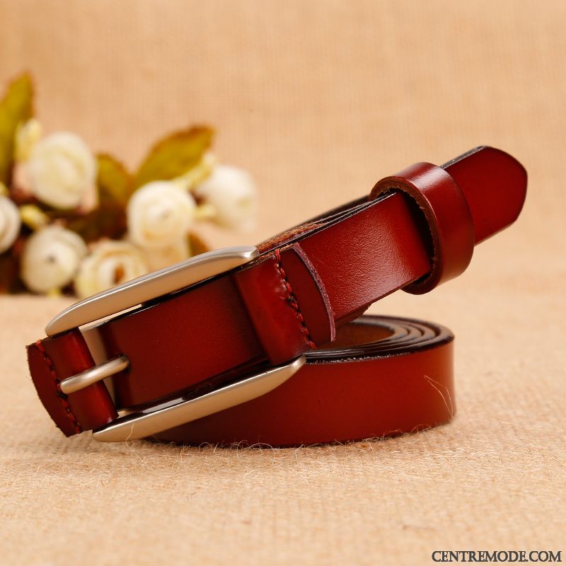 Ceinture Femme Mode Le Nouveau Cuir Véritable Denim Personnalité Tendance Rouge