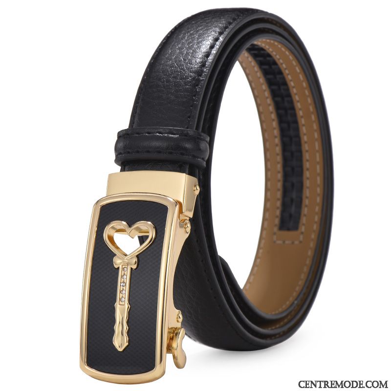 Ceinture Femme Pure Cuir De Vache Cuir Véritable Boucle Automatique Simple Loisir Blanc Brun