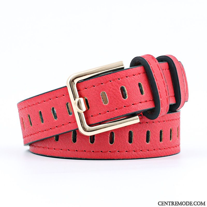 Ceinture Femme Simple Creux Jeans Bleu Blanc Noir Rouge Rose Vert Jaune