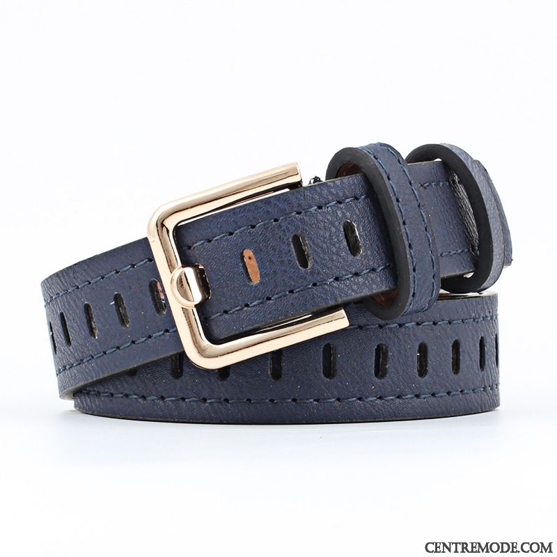 Ceinture Femme Simple Creux Jeans Bleu Blanc Noir Rouge Rose Vert Jaune