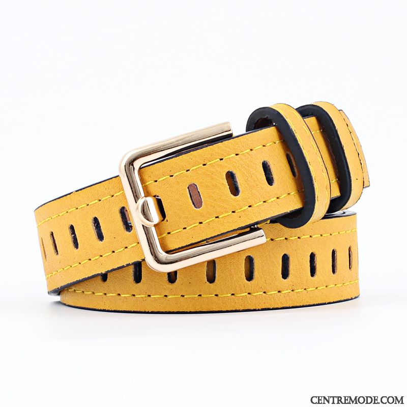 Ceinture Femme Simple Creux Jeans Bleu Blanc Noir Rouge Rose Vert Jaune