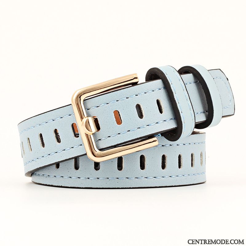 Ceinture Femme Simple Creux Jeans Bleu Blanc Noir Rouge Rose Vert Jaune