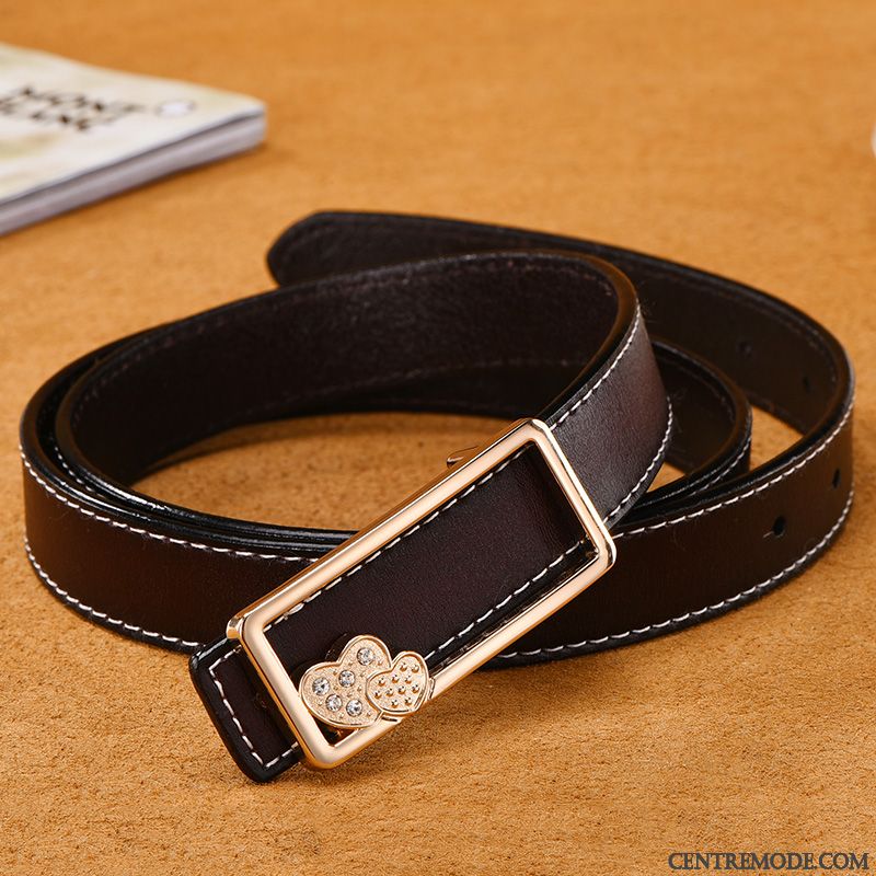 Ceinture Femme Simple Décoration Cuir Véritable Bien Tendance All-match Blanc