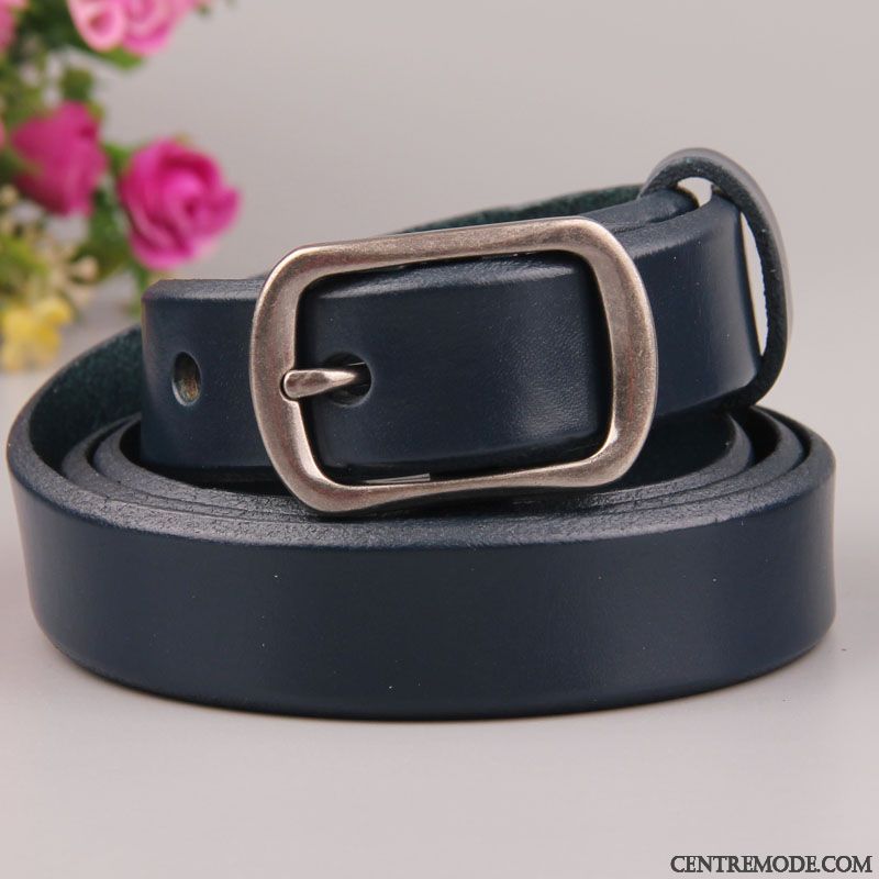 Ceinture Femme Simple Pure Bien Décoration Cuir Véritable Modèles Féminins Noir