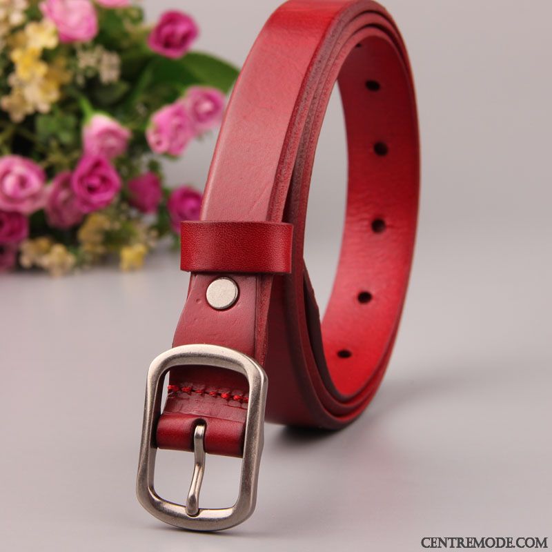 Ceinture Femme Simple Pure Bien Décoration Cuir Véritable Modèles Féminins Noir