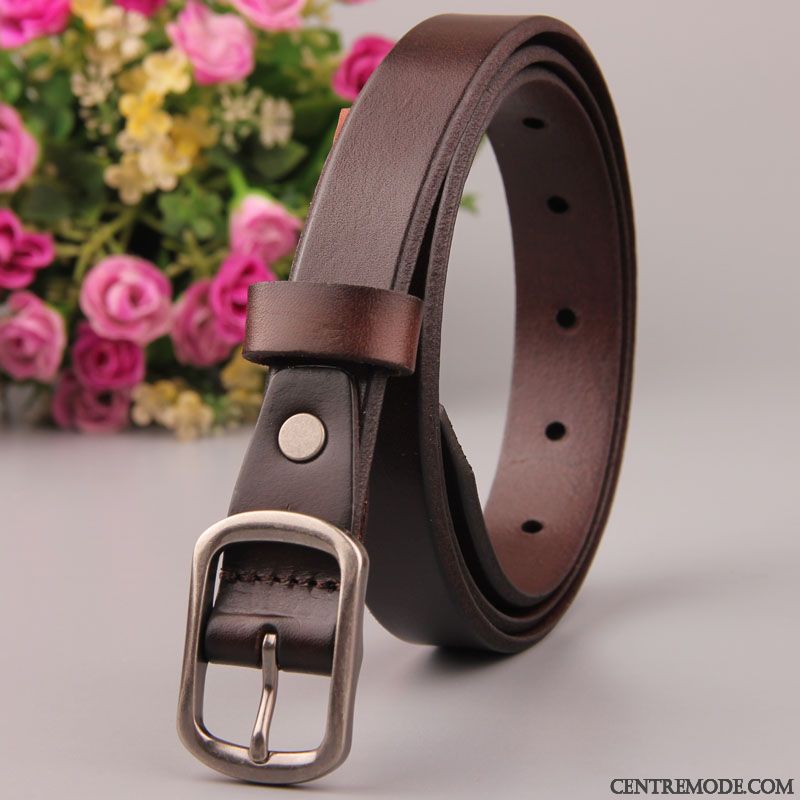 Ceinture Femme Simple Pure Bien Décoration Cuir Véritable Modèles Féminins Noir