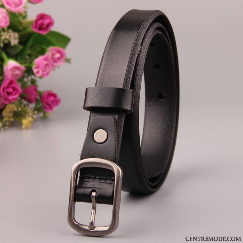 Ceinture Femme Simple Pure Bien Décoration Cuir Véritable Modèles Féminins Noir