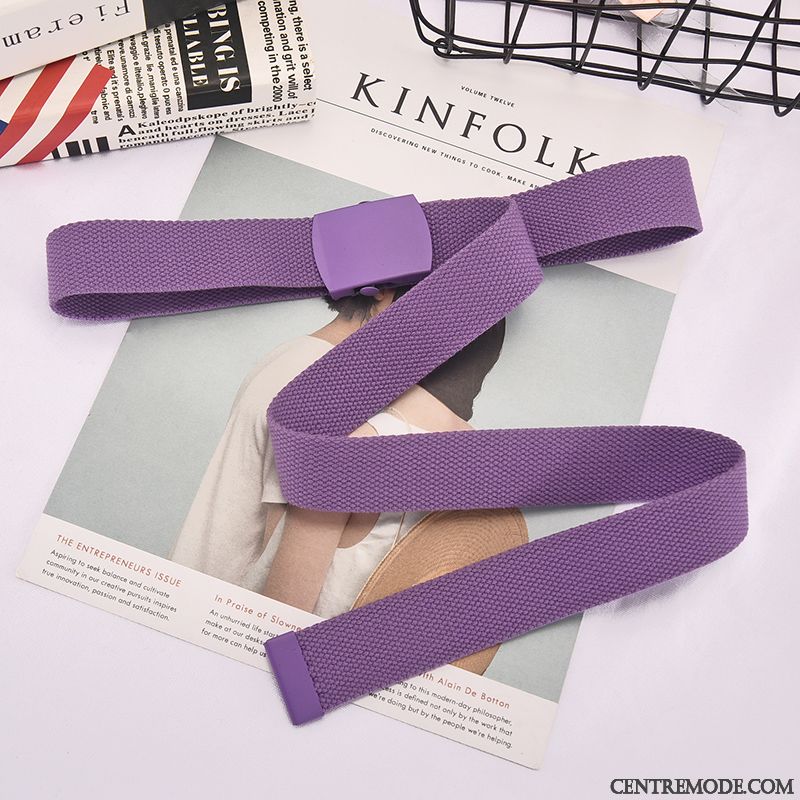 Ceinture Femme Toile Lisse Tendance Loisir Jeune Étudiant Violet