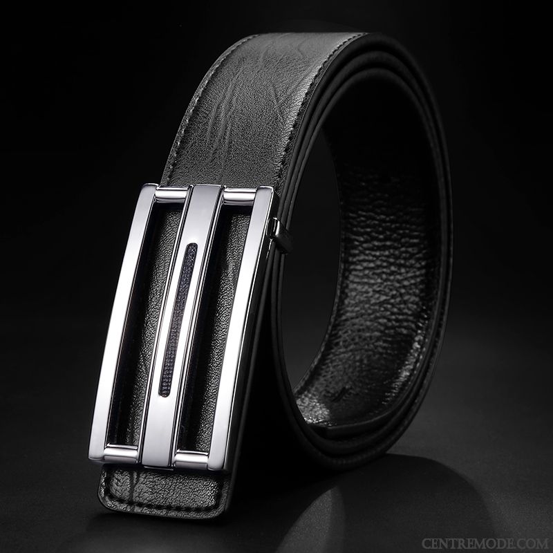 Ceinture Homme All-match Cuir Véritable Simple Tendance Lisse Jeune Bleu Jaune