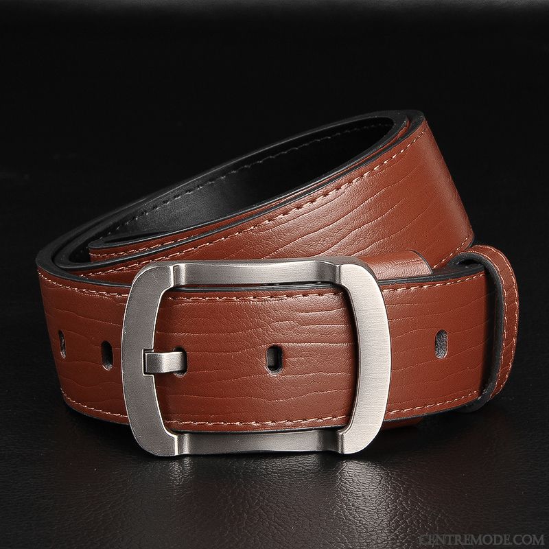 Ceinture Homme Authentique Pure Boucle Cuir Véritable Loisir Mode Foncé