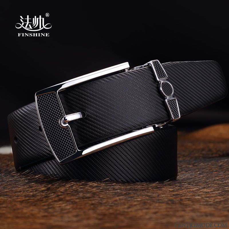 Ceinture Homme Boucle Tendance Mode Loisir Milieu Cuir Véritable Blanc Noir