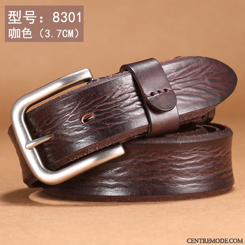 Ceinture Homme Cuir Véritable Détresse Jeans Mode Manuel Pure Marron