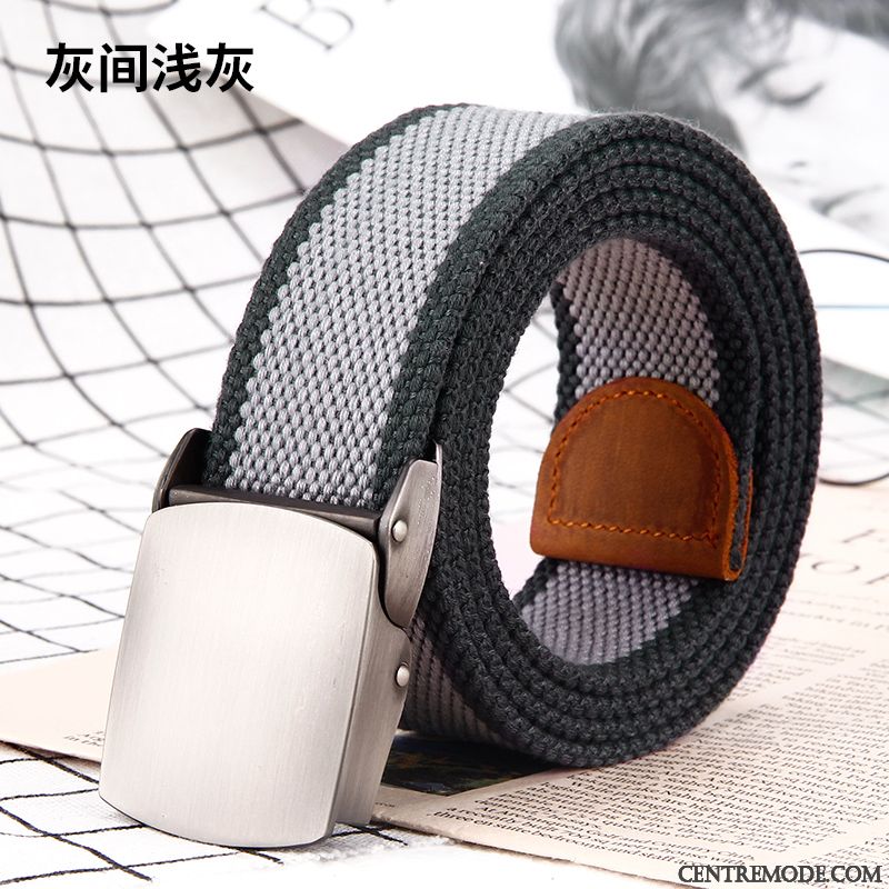 Ceinture Homme Loisir Les Adolescents Tissu Lisse Boucle Automatique Outillage Noir