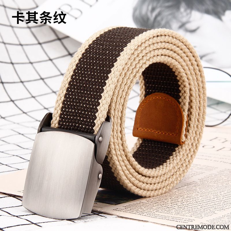 Ceinture Homme Loisir Les Adolescents Tissu Lisse Boucle Automatique Outillage Noir