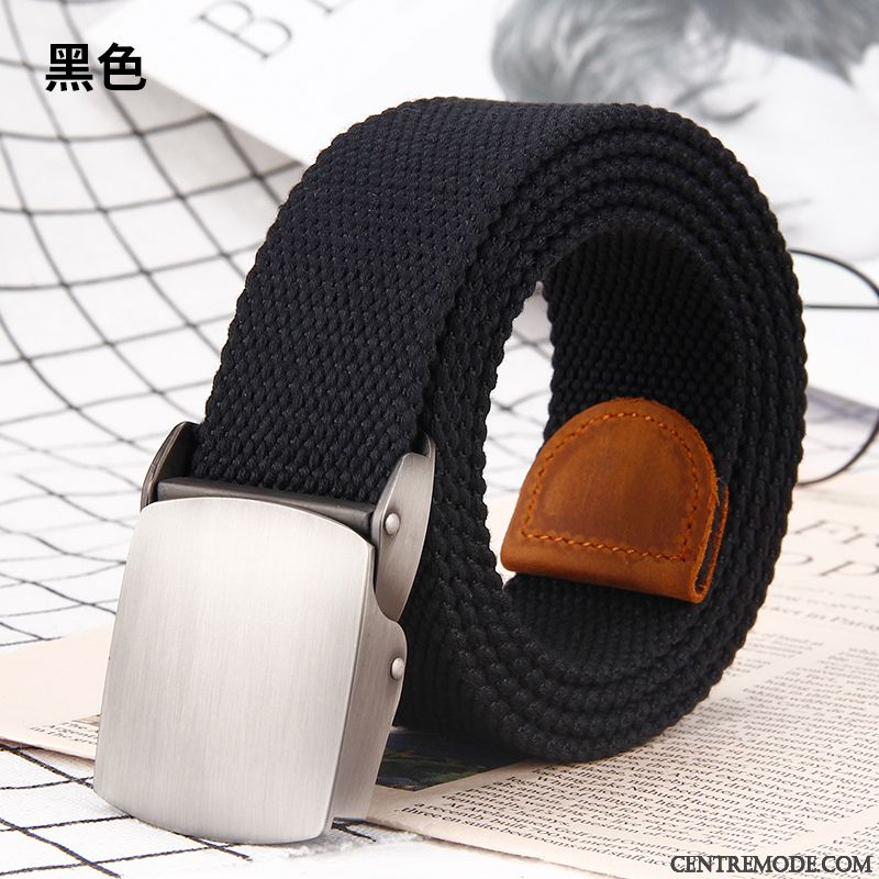 Ceinture Homme Loisir Les Adolescents Tissu Lisse Boucle Automatique Outillage Noir