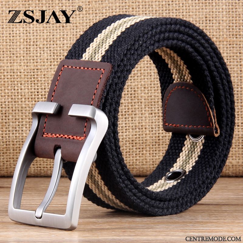 Ceinture Homme Tactique Étudiant Jeune Toile Denim Jeunesse Noir