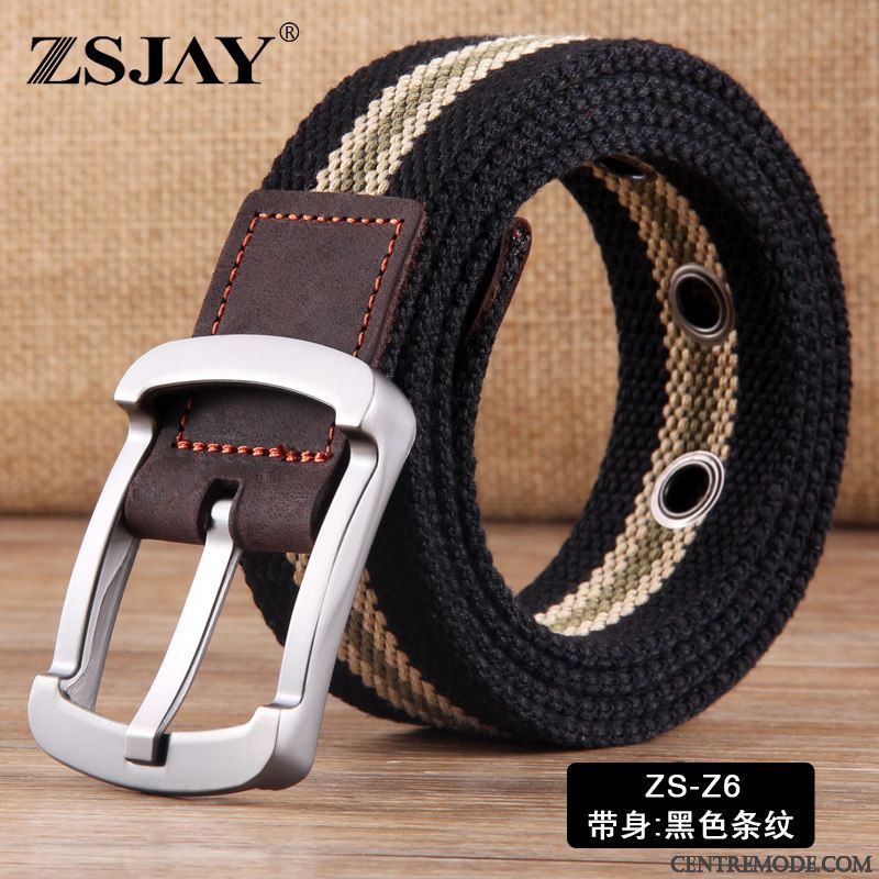 Ceinture Homme Tactique Étudiant Jeune Toile Denim Jeunesse Noir