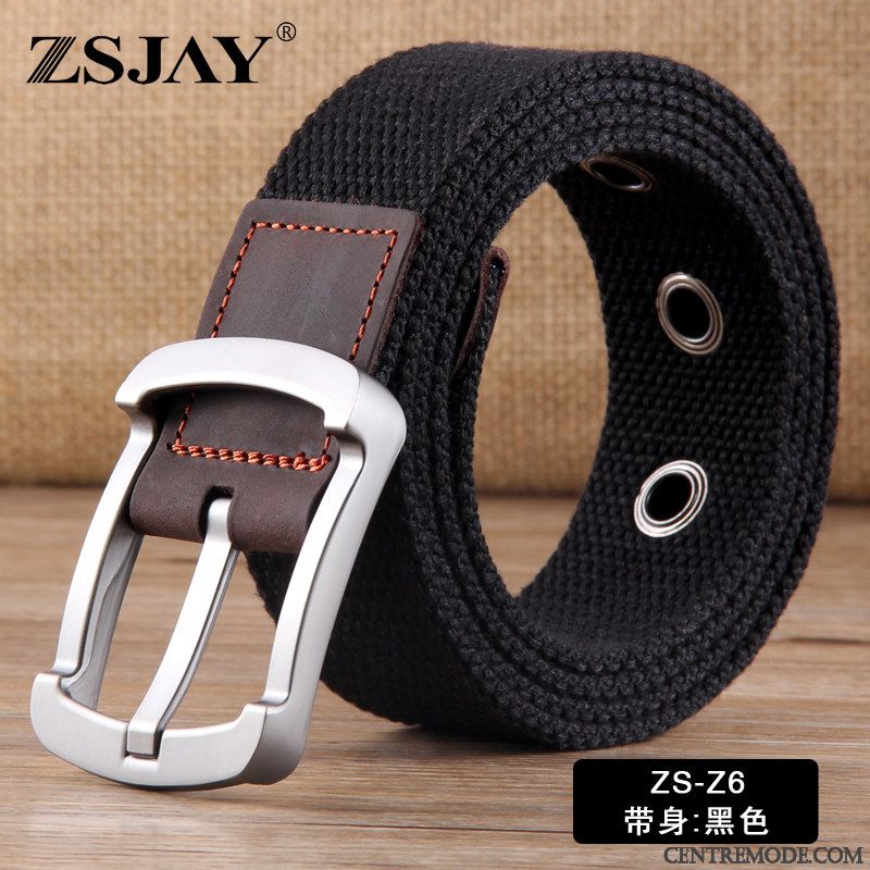 Ceinture Homme Tactique Étudiant Jeune Toile Denim Jeunesse Noir