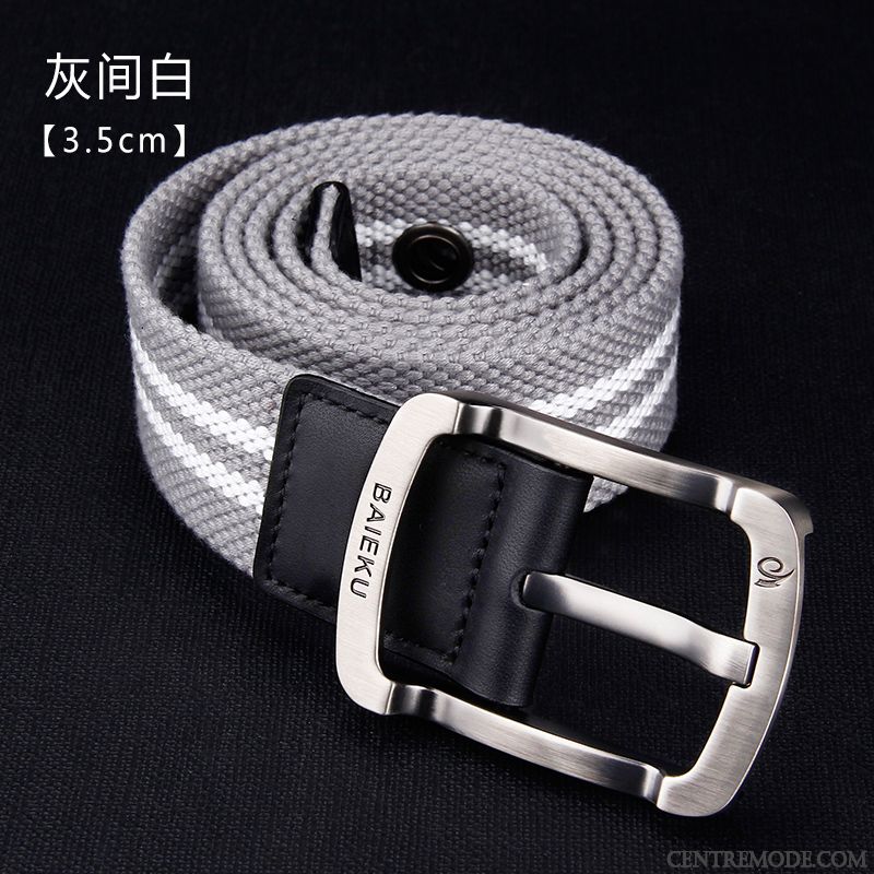 Ceinture Homme Toile Étudiant Loisir Boucle Tissage Jeunesse Noir