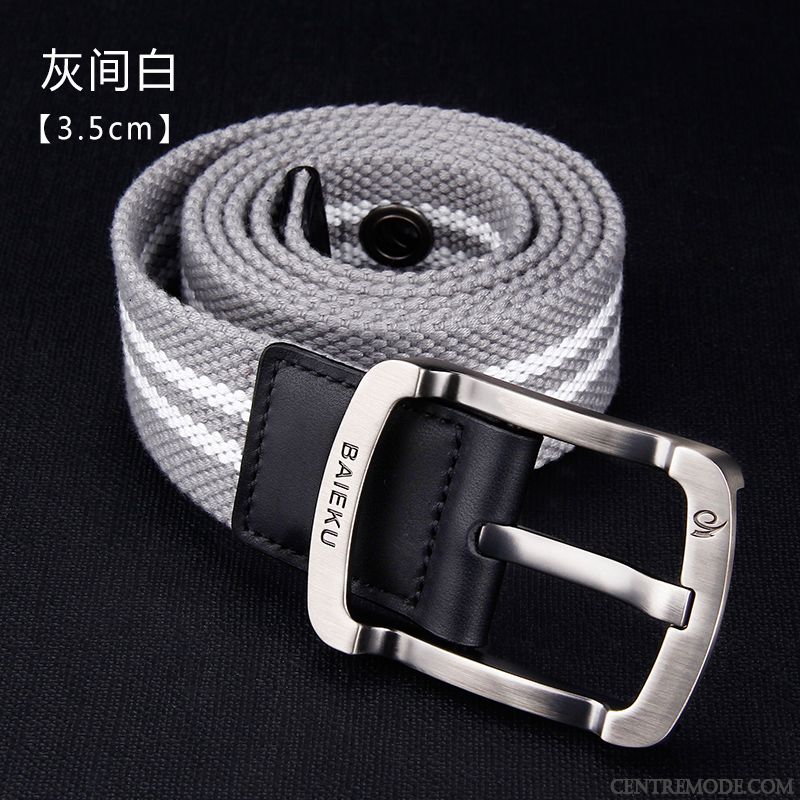 Ceinture Homme Toile Étudiant Loisir Boucle Tissage Jeunesse Noir