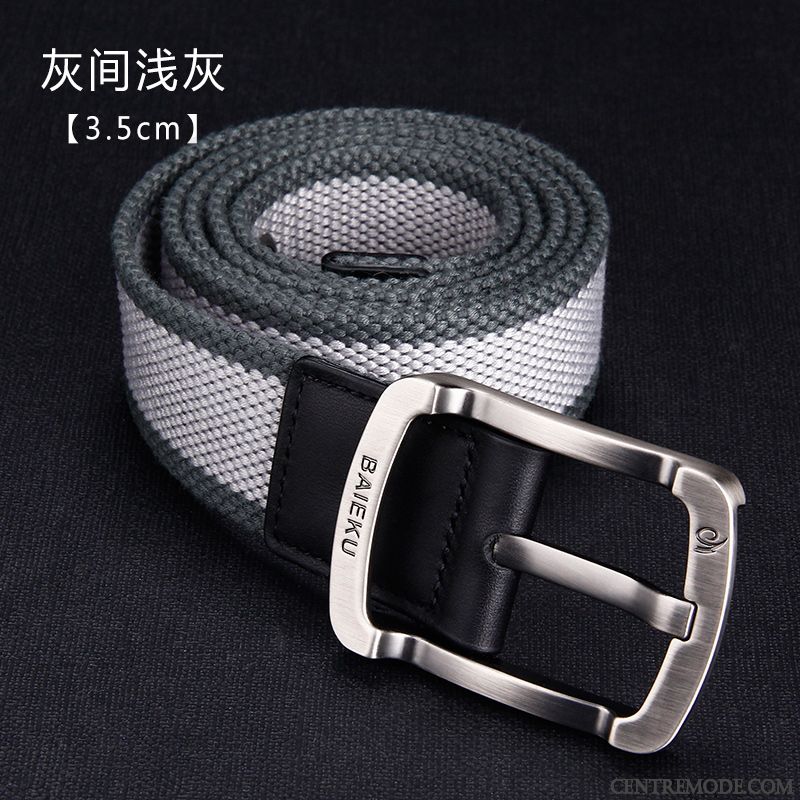 Ceinture Homme Toile Étudiant Loisir Boucle Tissage Jeunesse Noir