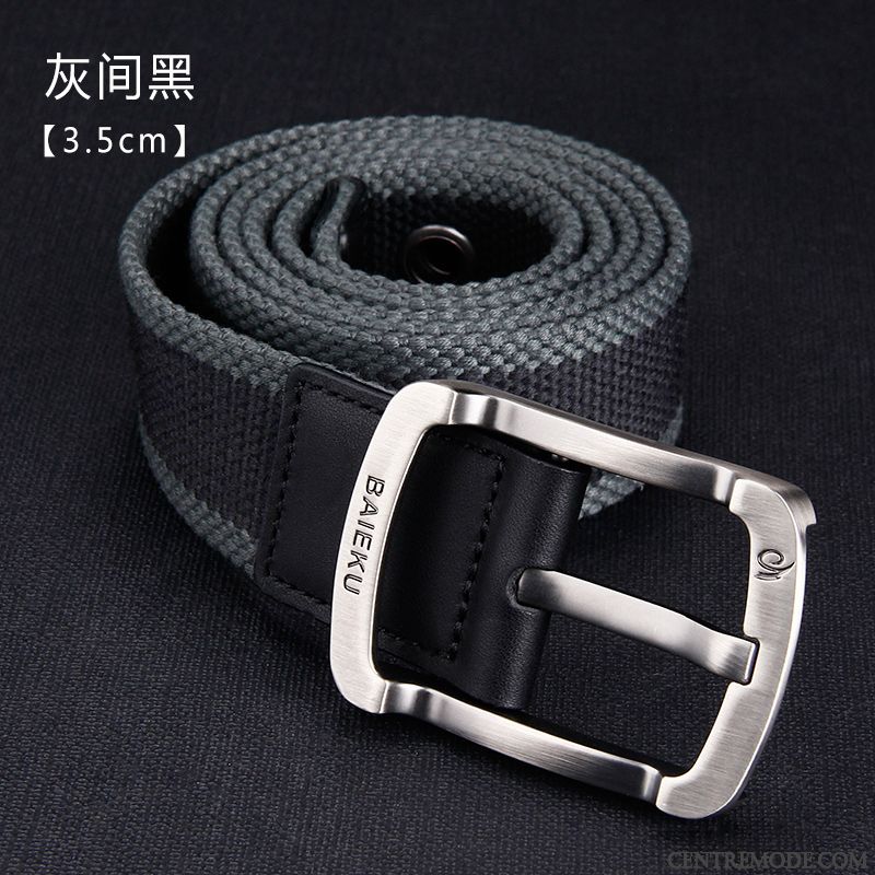 Ceinture Homme Toile Étudiant Loisir Boucle Tissage Jeunesse Noir