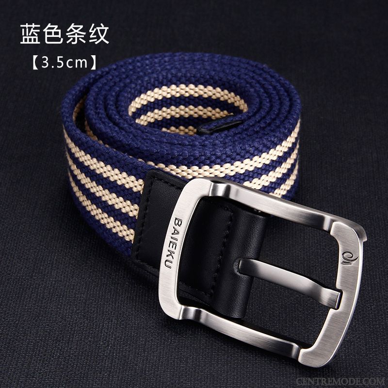 Ceinture Homme Toile Étudiant Loisir Boucle Tissage Jeunesse Noir