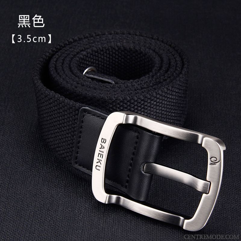 Ceinture Homme Toile Étudiant Loisir Boucle Tissage Jeunesse Noir