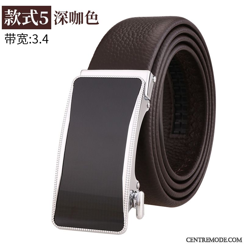 Ceinture Homme Âge Moyen Couche De Tête Boucle Automatique Cuir De Vache Loisir Jeunesse Noir