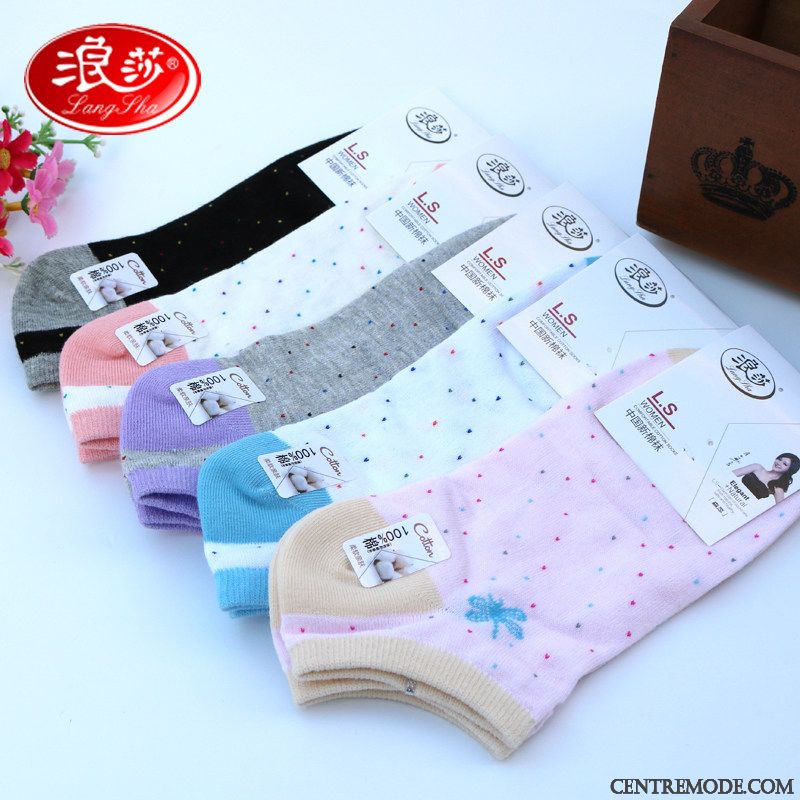 Chaussette Femme Chaussette Courte 100% Coton Anti-odeur Faible Chaussettes En Coton Section Mince Rose Clair