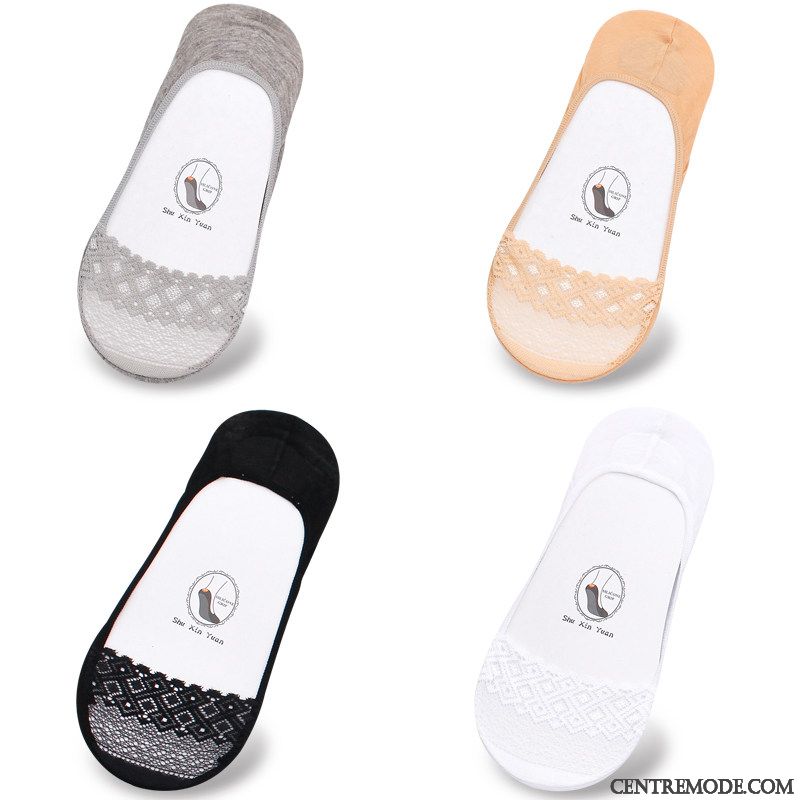 Chaussette Femme Chaussette Courte Charmant Coton Antidérapant Été Section Mince Noir Clair