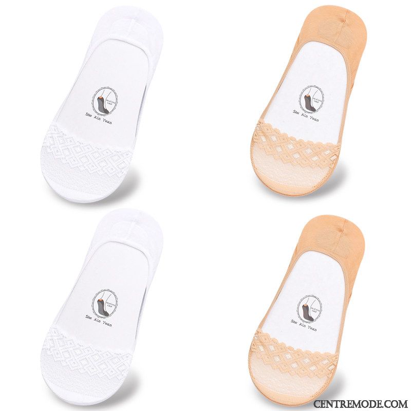 Chaussette Femme Chaussette Courte Charmant Coton Antidérapant Été Section Mince Noir Clair