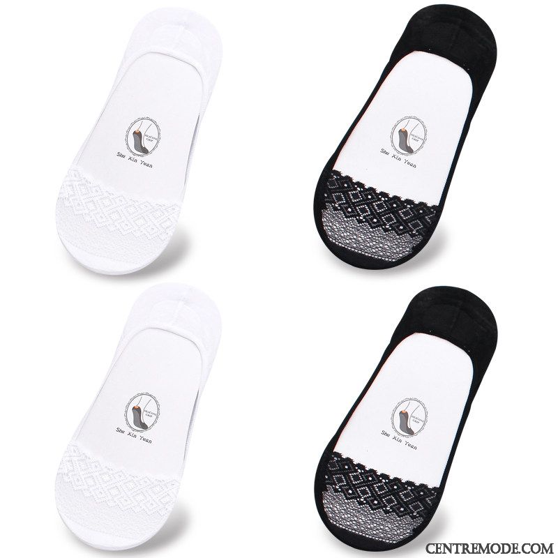 Chaussette Femme Chaussette Courte Charmant Coton Antidérapant Été Section Mince Noir Clair