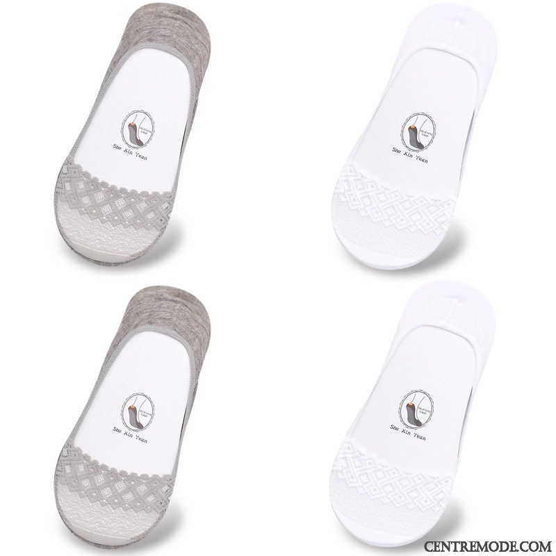 Chaussette Femme Chaussette Courte Charmant Coton Antidérapant Été Section Mince Noir Clair