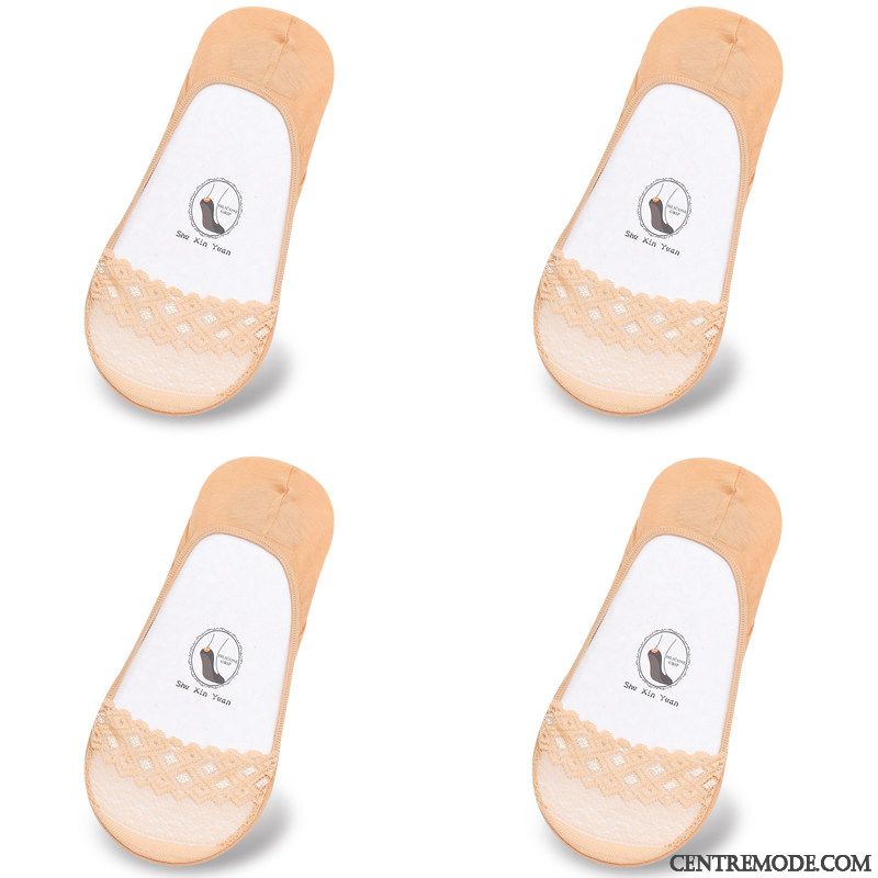 Chaussette Femme Chaussette Courte Charmant Coton Antidérapant Été Section Mince Noir Clair