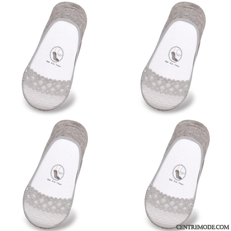 Chaussette Femme Chaussette Courte Charmant Coton Antidérapant Été Section Mince Noir Clair