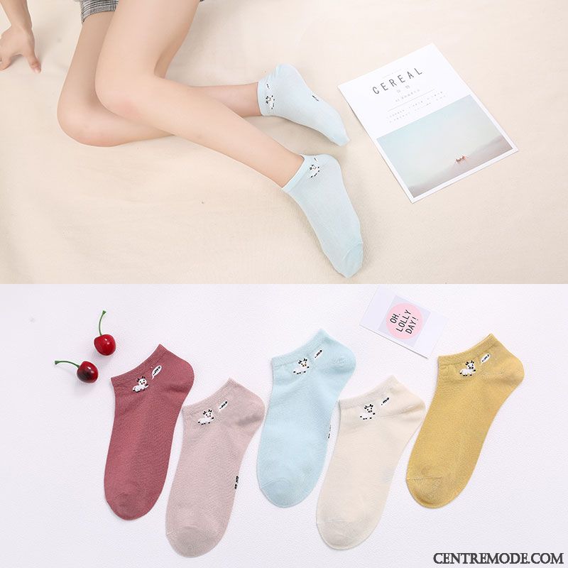 Chaussette Femme Invisible All-match Chaussette Basse Coupée Coton Charmant Section Mince Rose Clair