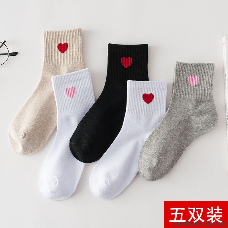 Chaussette Femme Plus Épais Vent De L'université Chaussettes En Coton Hiver En Forme De Coeur L'automne Gris