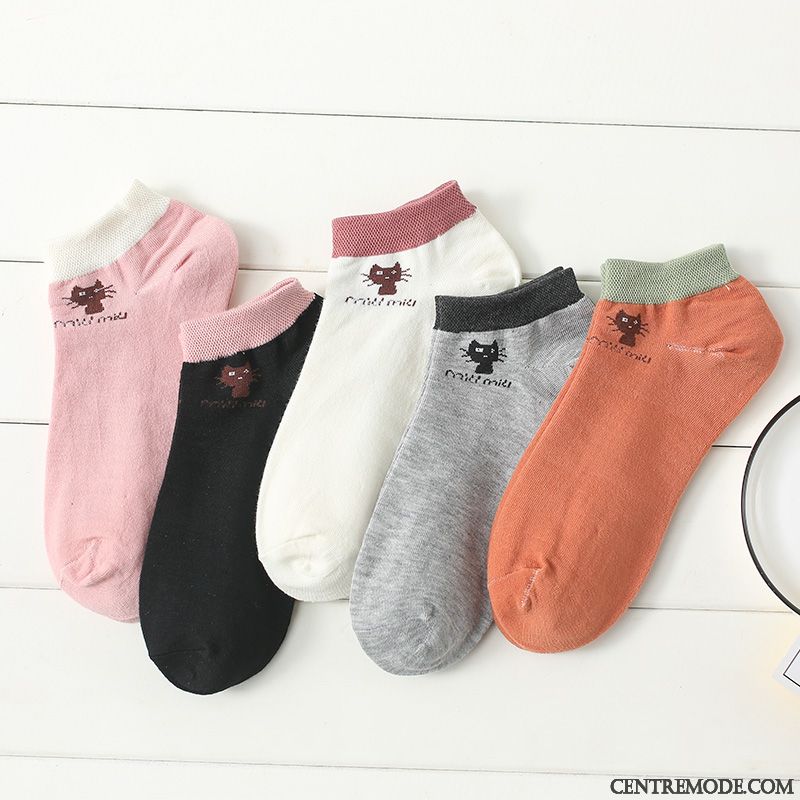 Chaussette Femme Étudiant Hiver Coton L'automne Chaussette Courte Faible Rose Clair