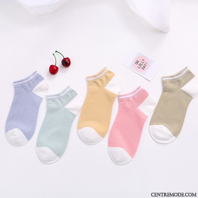 Chaussette Femme Étudiant Hiver Coton L'automne Chaussette Courte Faible Rose Clair