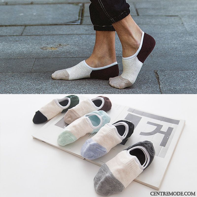 Chaussette Homme Anti-odeur Sport Rayé Chaussette Courte Chaussettes En Coton Faible