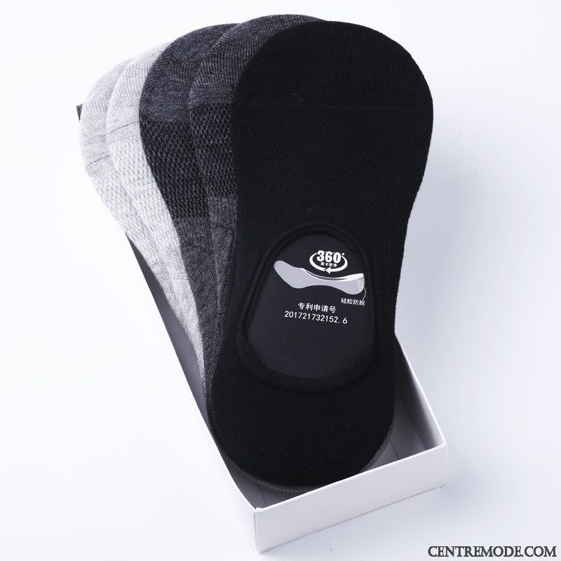 Chaussette Homme Antidérapant Invisible L'automne Chaussette Basse Coupée Transpiration Silicone Noir Clair