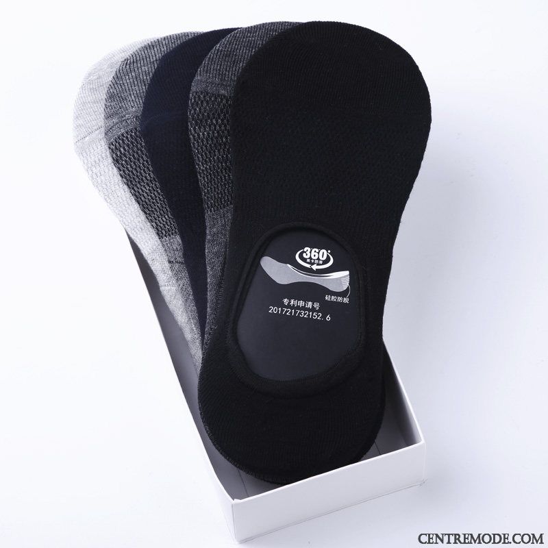 Chaussette Homme Antidérapant Invisible L'automne Chaussette Basse Coupée Transpiration Silicone Noir Clair