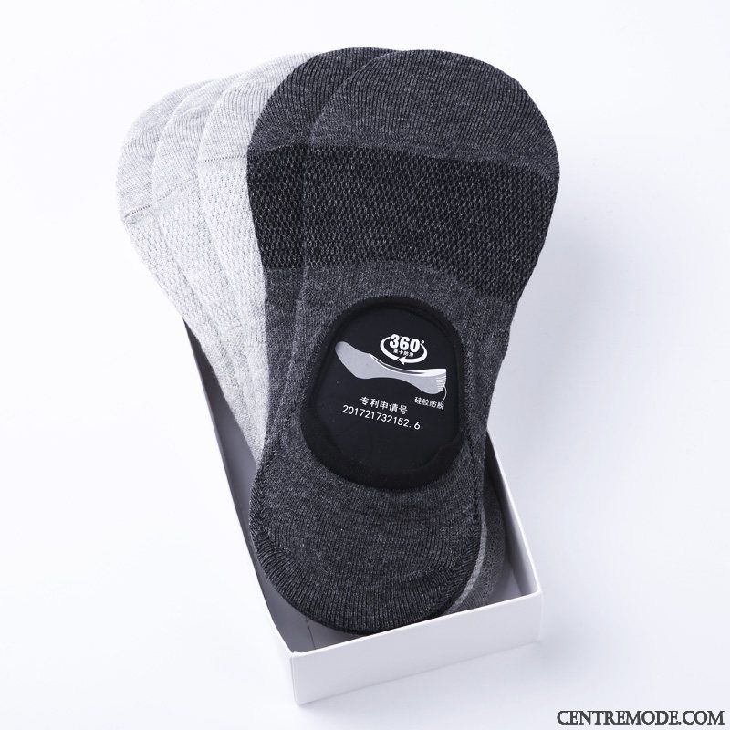 Chaussette Homme Antidérapant Invisible L'automne Chaussette Basse Coupée Transpiration Silicone Noir Clair