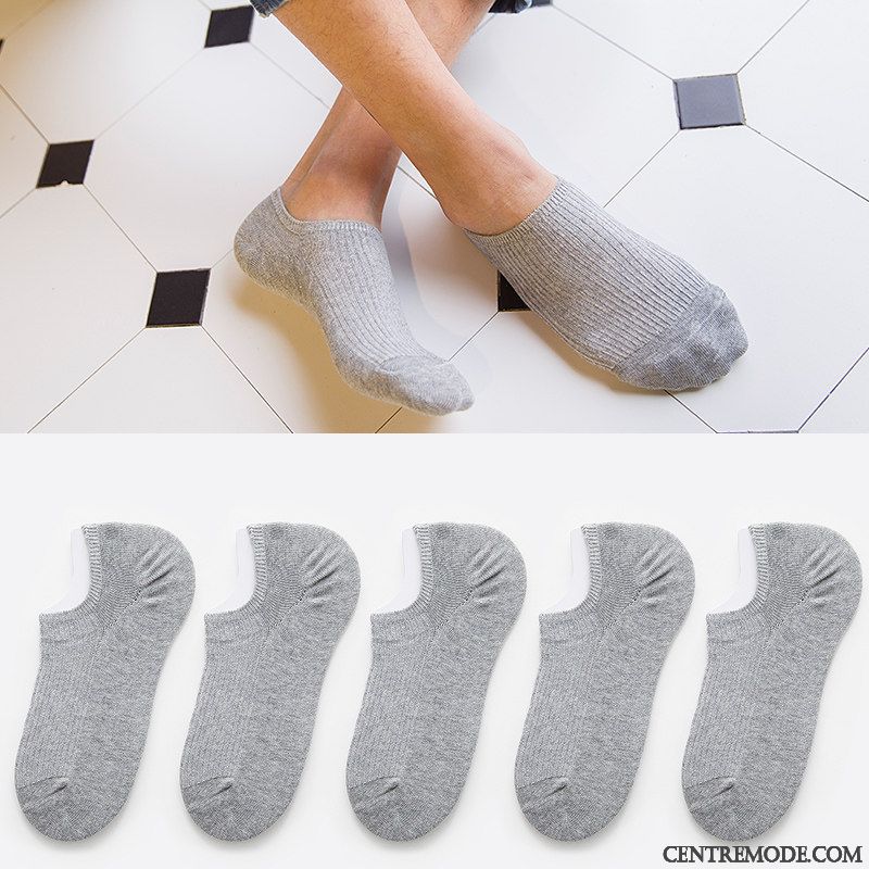 Chaussette Homme Chaussettes En Coton Section Mince Sport Court Été Faible Gris Clair