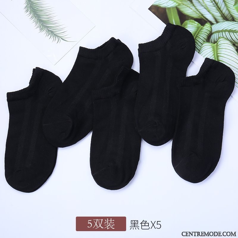 Chaussette Homme Fibre Chaussette Courte Coton Section Mince Bambou Chaussette Basse Coupée Noir Clair