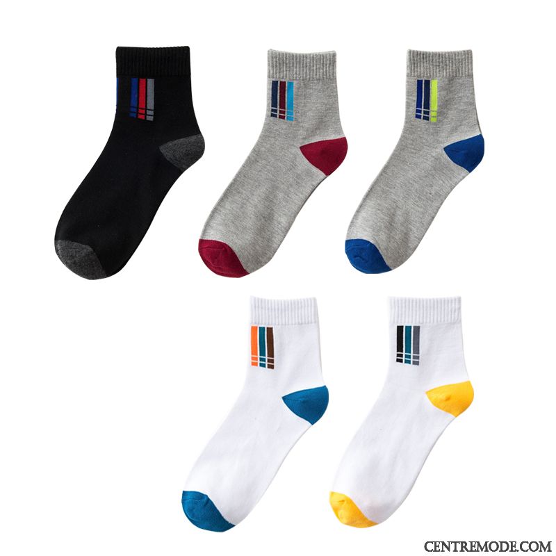 Chaussette Homme Milieu Rayé Sport Plus Épais Hiver Chaussettes En Coton Pure Bleu