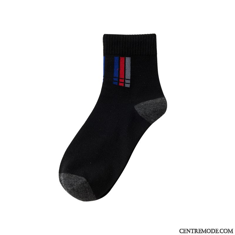 Chaussette Homme Milieu Rayé Sport Plus Épais Hiver Chaussettes En Coton Pure Bleu